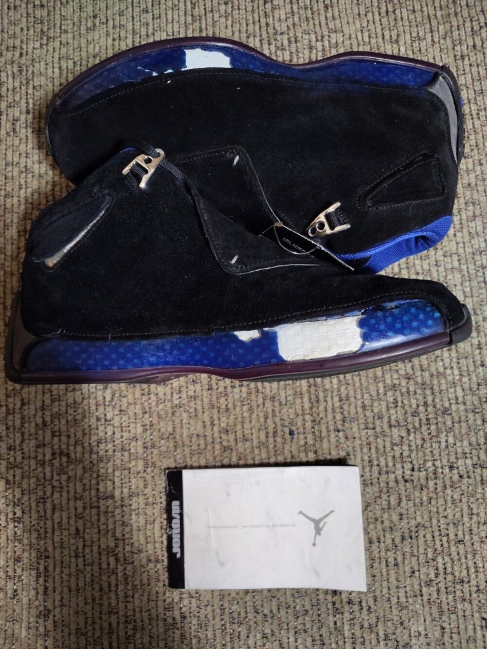 Size 12 - Air Jordan 18 OG 2003 Black Sport Royal With Box, Shoes Damaged
